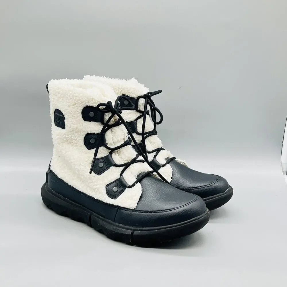 Sorel Boots Women 10 White Faux Fur Shearling Explorer II Joan Cozy Winter Shoes